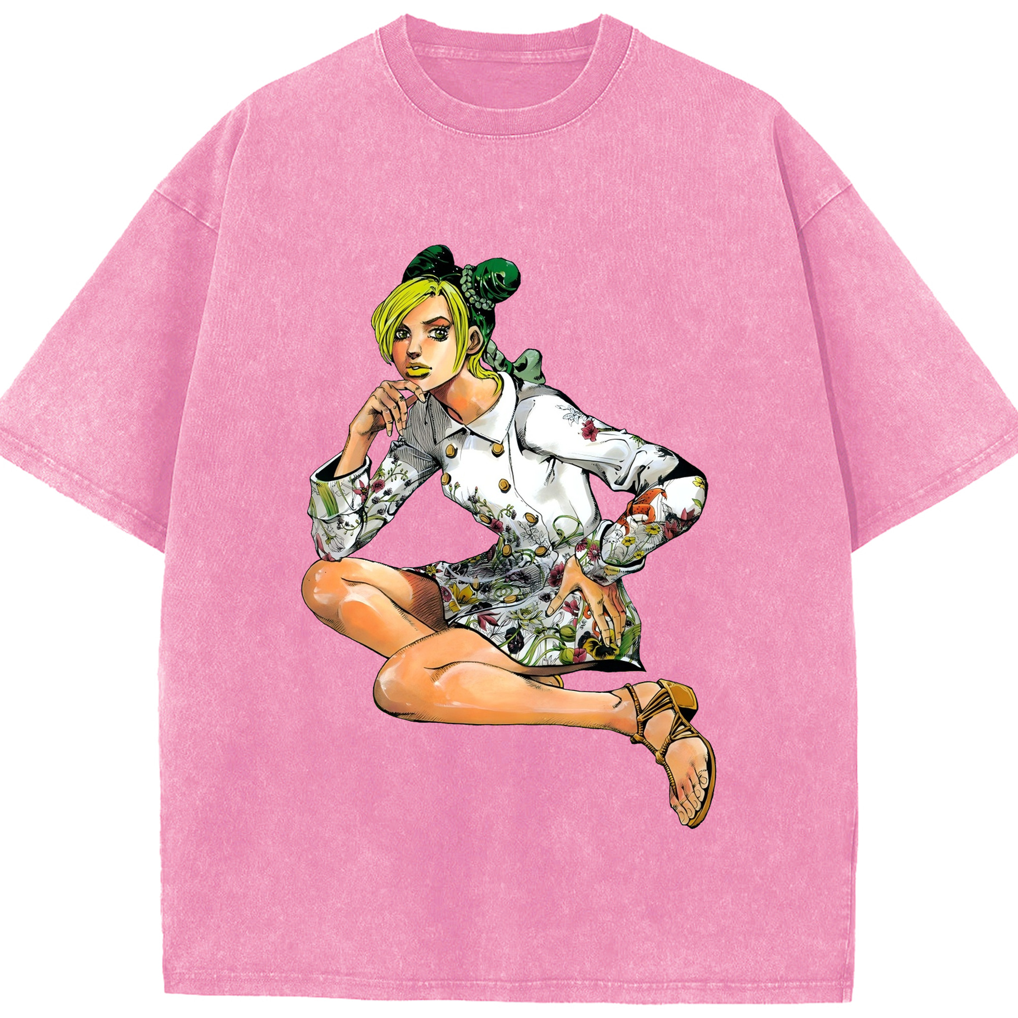 （画像用） "ジョジョの奇妙な冒険 くうじょう ジョリーン JoJo's Bizarre Adventure Jolyne Cujoh " 綿100% ヴィンテージ風 半袖Tシャツ（フロントプリント）